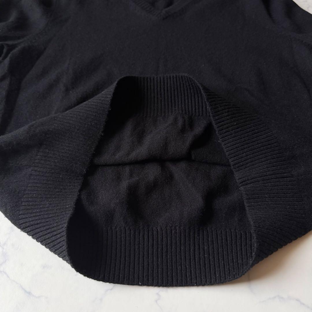 ラムウール混✨L.L.Bean Vネックセーター L 黒 質感良好 着回し抜群