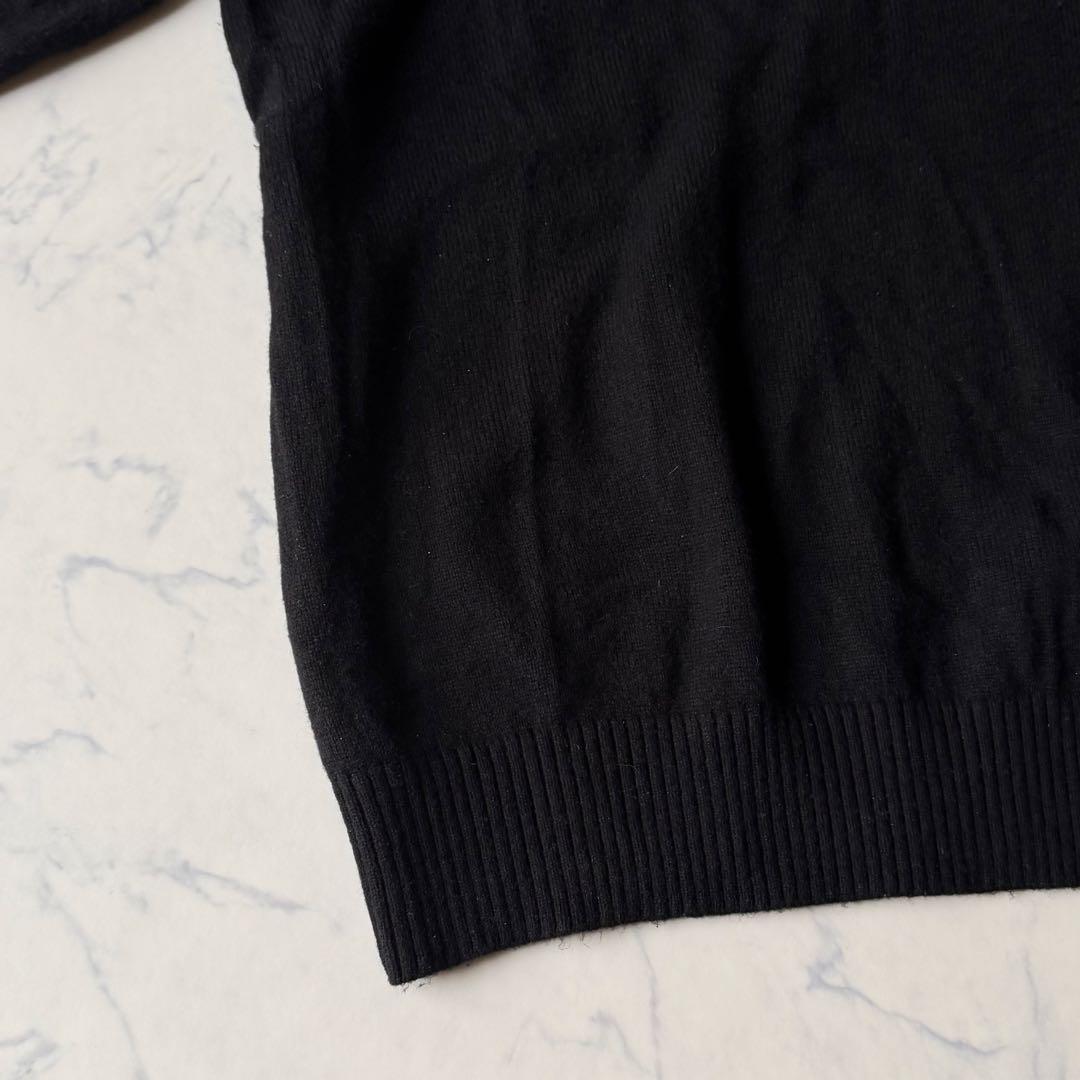 ラムウール混✨L.L.Bean Vネックセーター L 黒 質感良好 着回し抜群