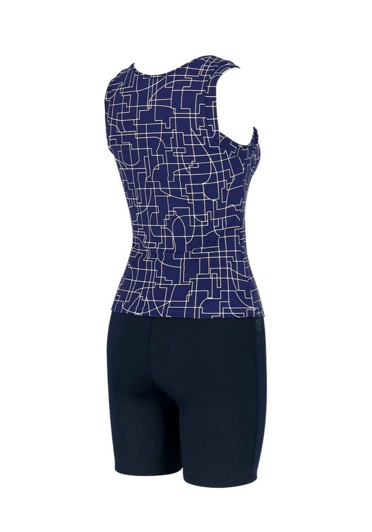 スポーツ用水着 ネイビー/ホワイト