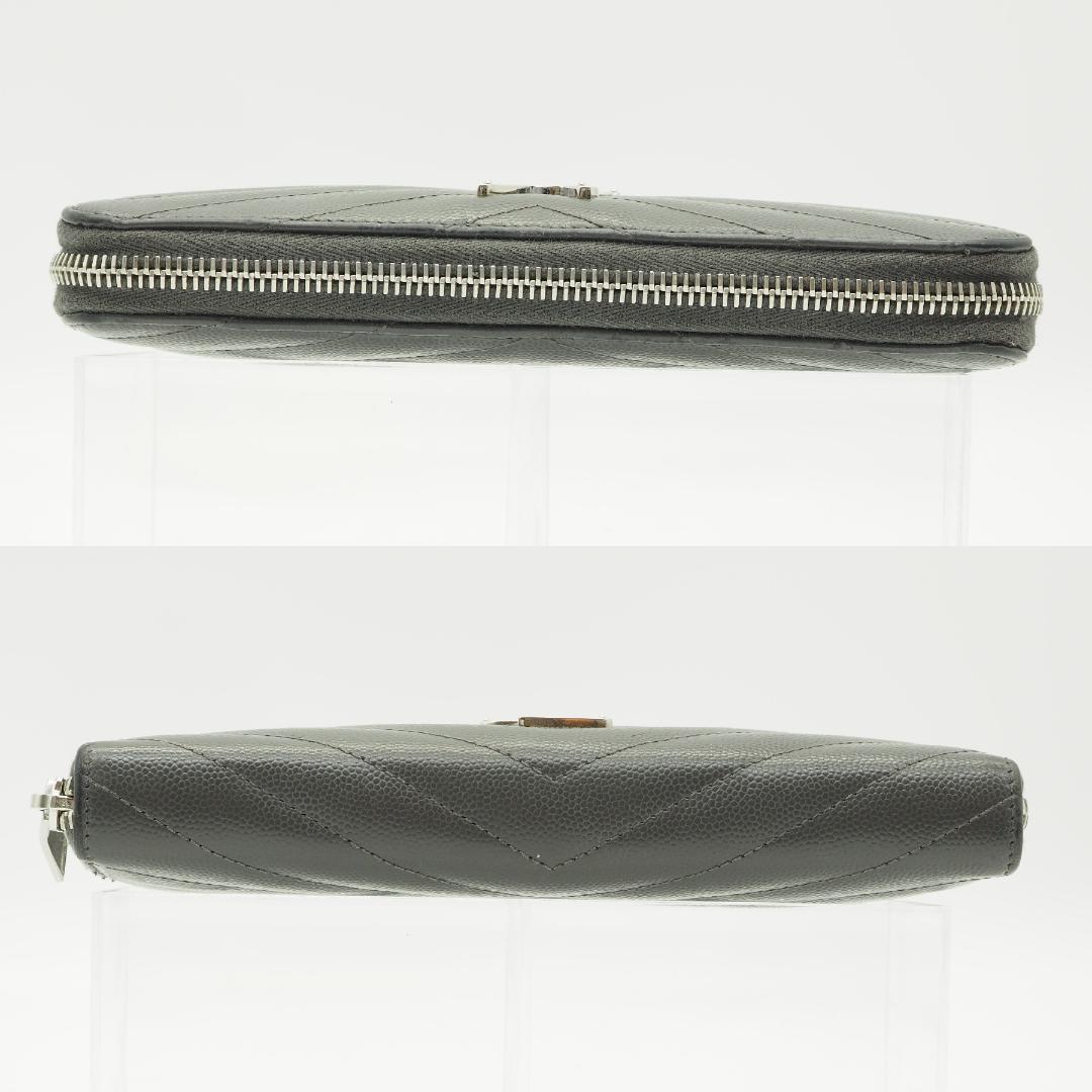 サンローラン カサンドラ ラウンドファスナー長財布 Vステッチ グラファイト