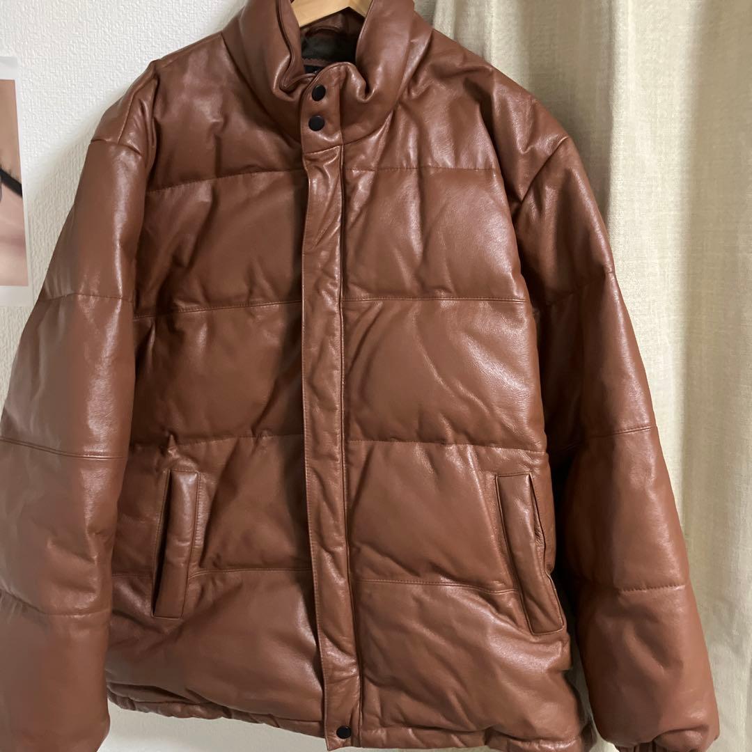 ＭＣＭ レザージャケット 中綿 ダウン ブラウン L