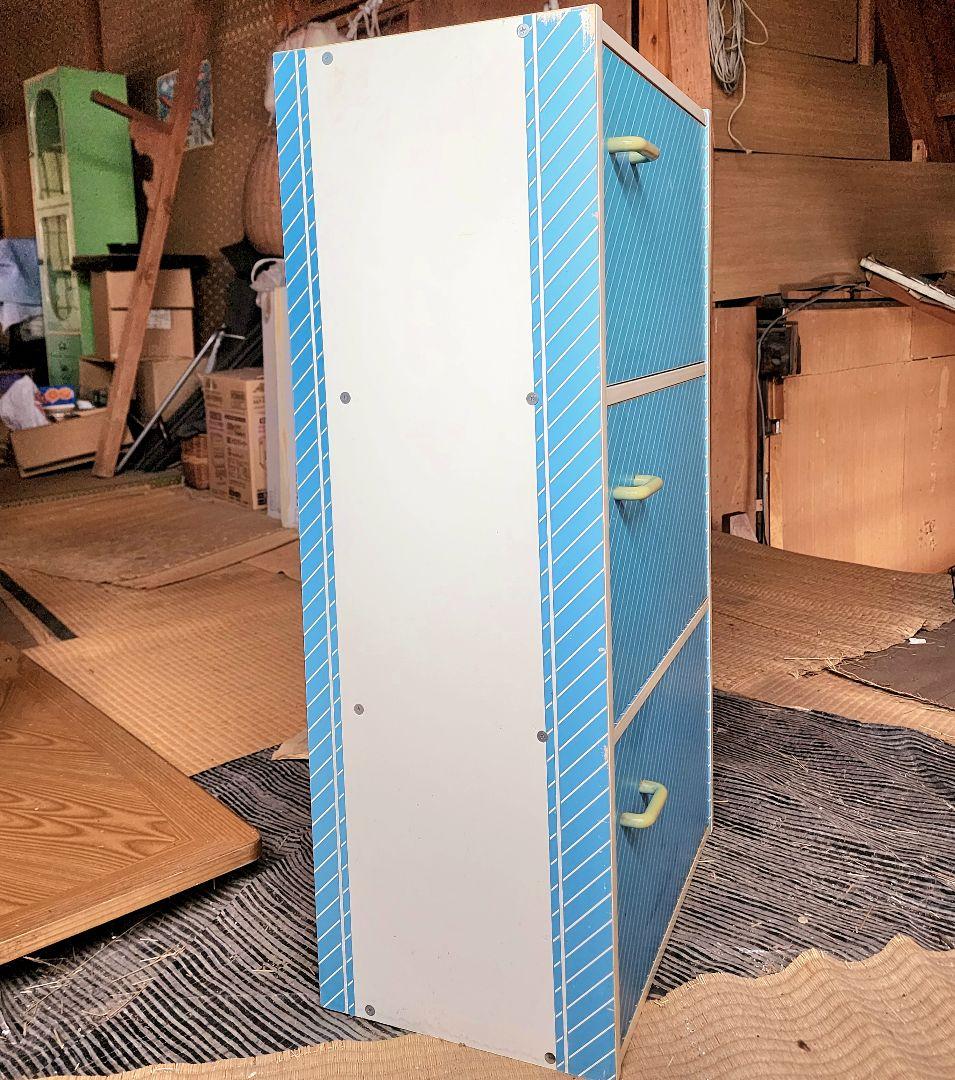 【昭和レトロ】レトロポップ3段収納(ブルー)