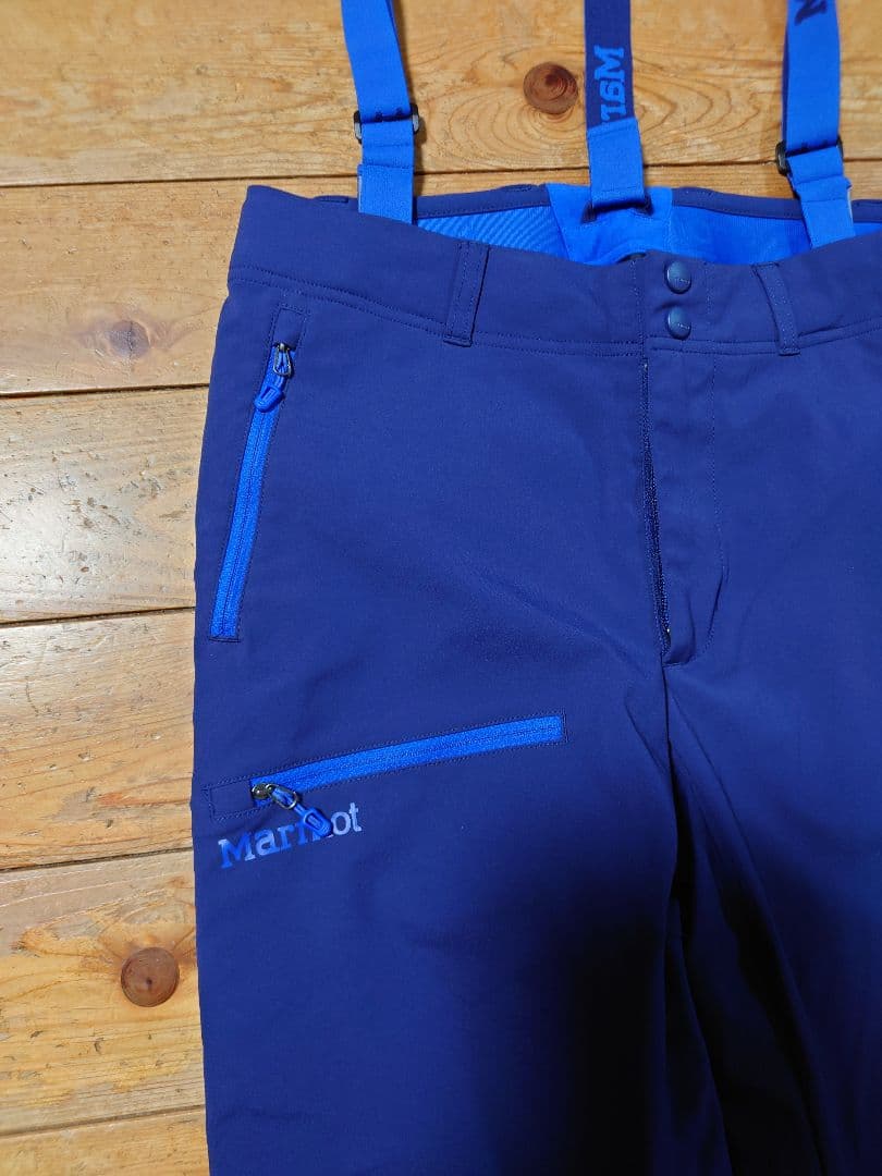 Marmot サスペンダー付きスキーパンツ青