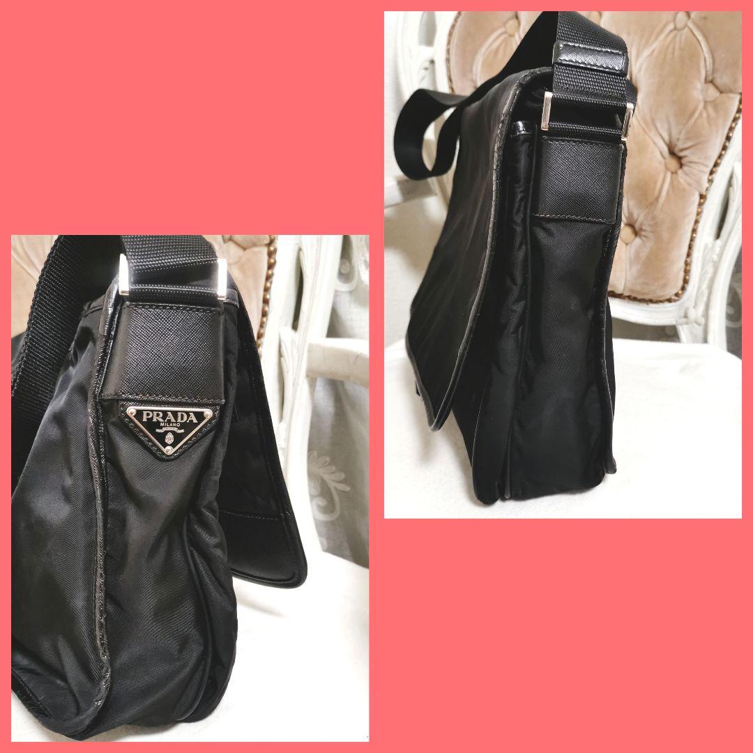 【良品】プラダPRADA黒 斜めがけショルダーバッグ カードあり!鑑定済!