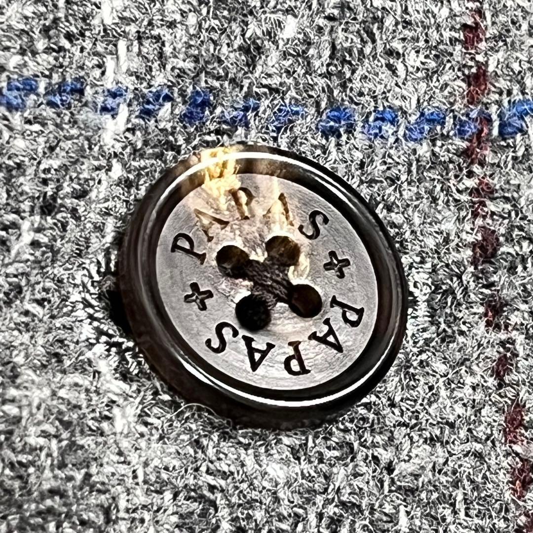 美品『パパスプラス』Bottoli イタリア生地 ツイードピンチェック 3釦段返