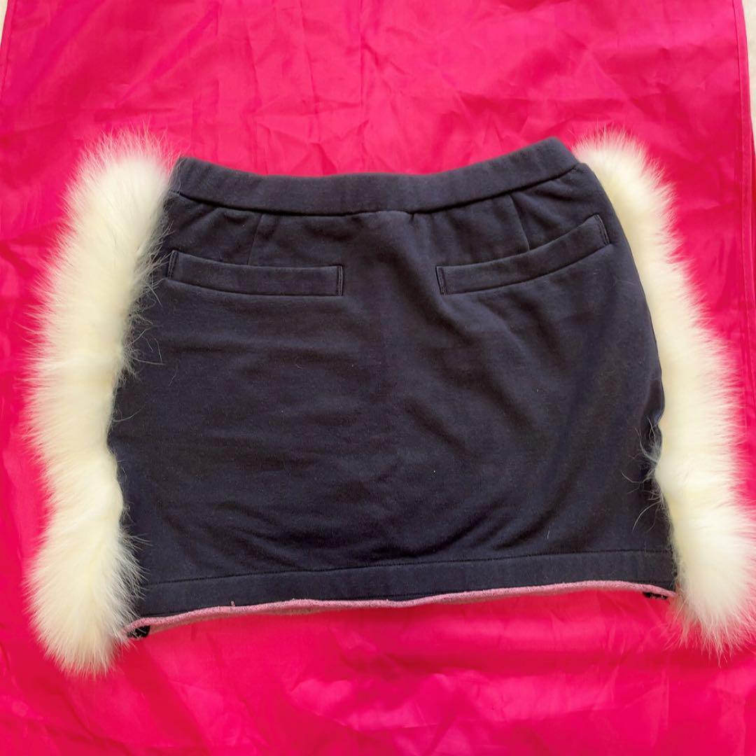 マークアンドロナ　セットアップ　ファー　パーカー　スカート　ネイビー　ピンク