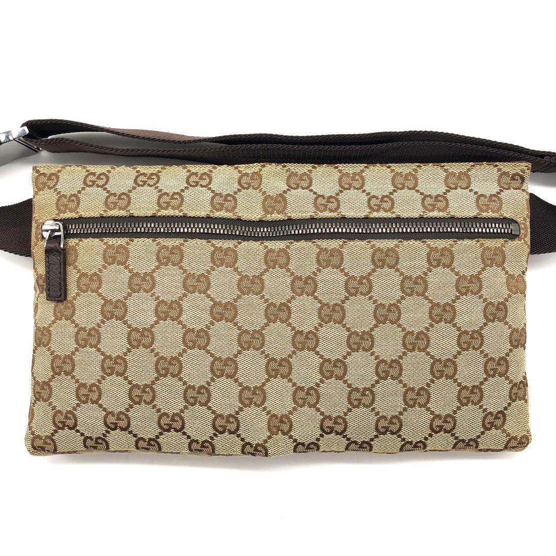 【極美品】GUCCI ウエストポーチ ボディバッグ GGキャンバス ブラウン