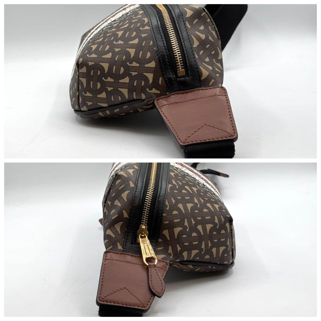 新品に近い 人気 バーバリー ボディ ウエストバッグ モノグラム ブラウン