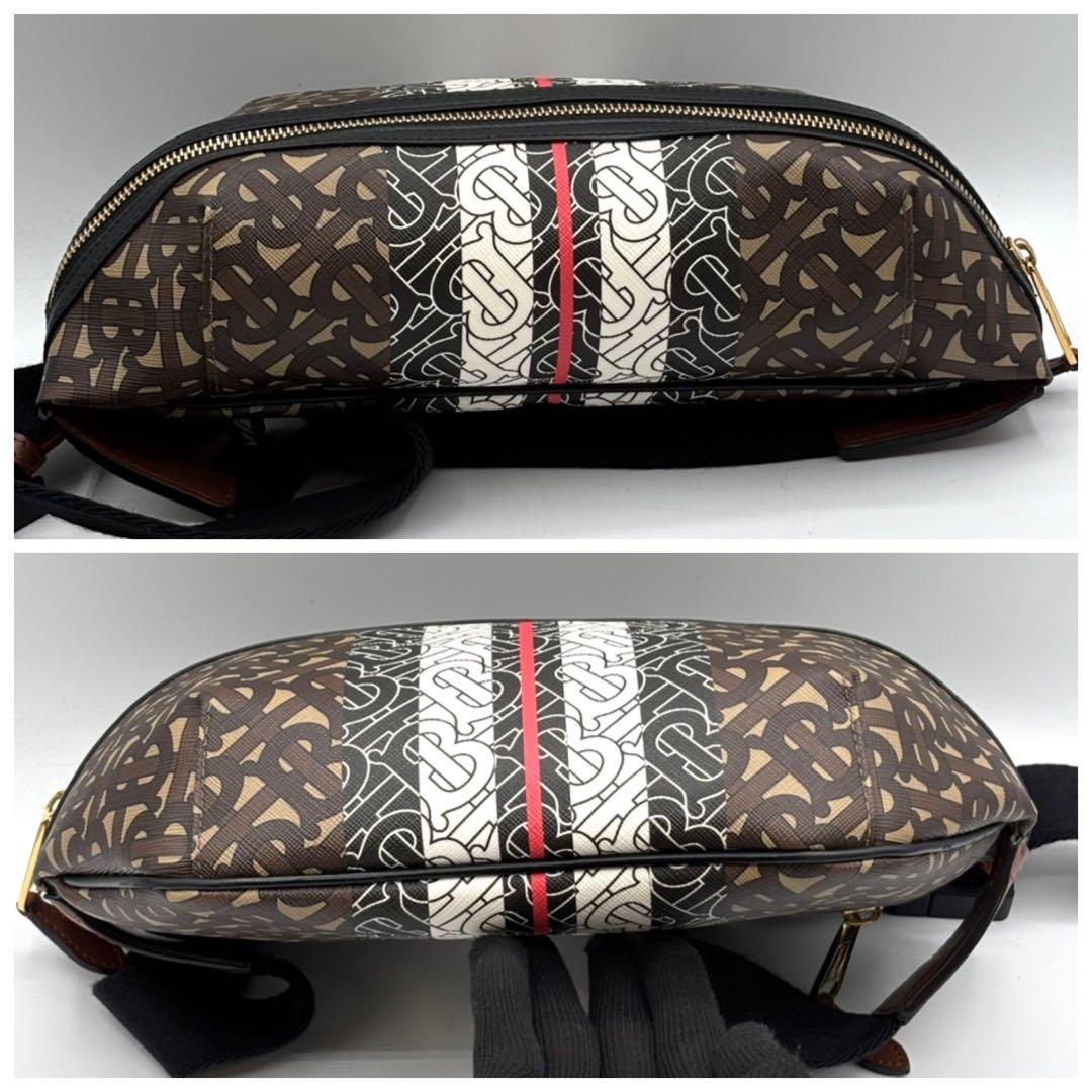 新品に近い 人気 バーバリー ボディ ウエストバッグ モノグラム ブラウン