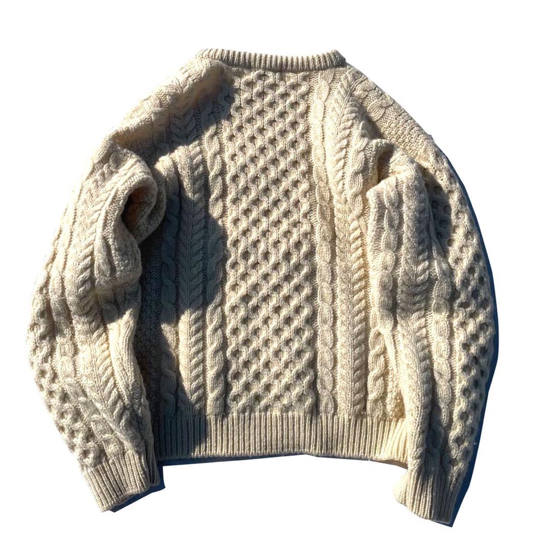 【80s】Ireland製 L.L.Bean フィッシャーマンニット ナチュラル