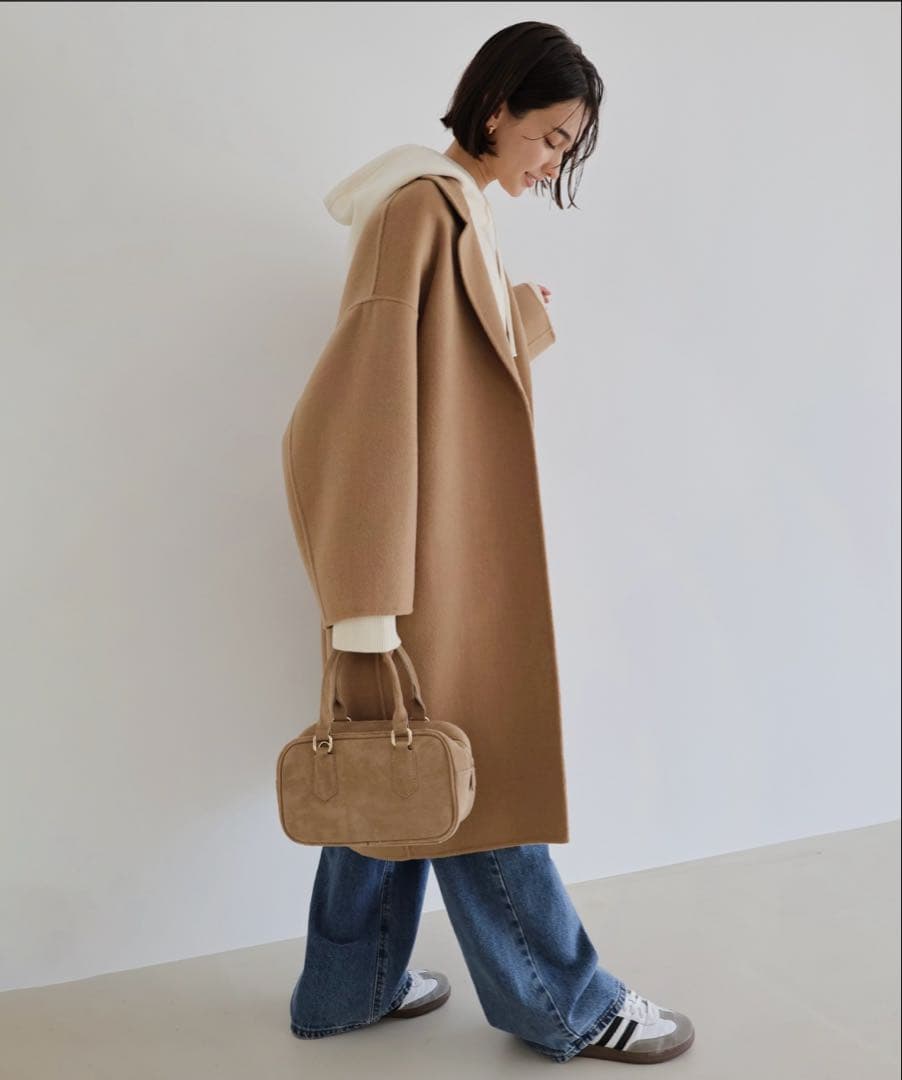 evernavy リバーロングコクーンコートM キャメル