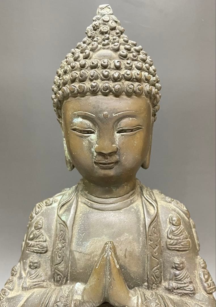合掌菩薩像坐像 仏像 如来 細密細工 銅製 w719