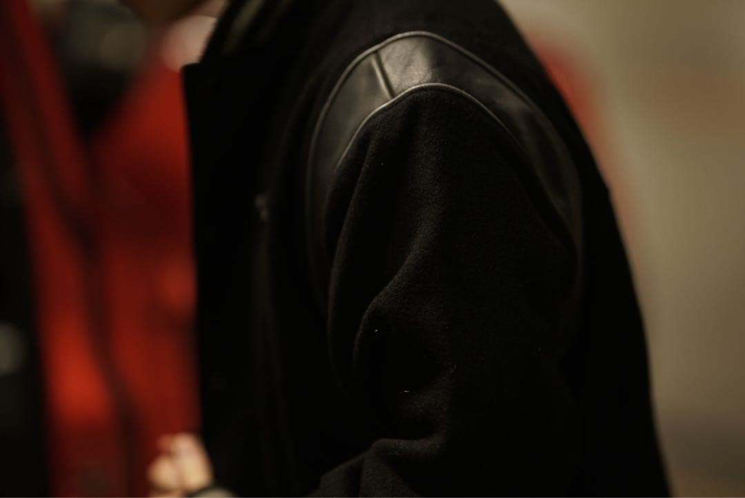 02aw 常田着 初期 Supreme レザー 切り替え スタジャン old 黒 - メルカリ