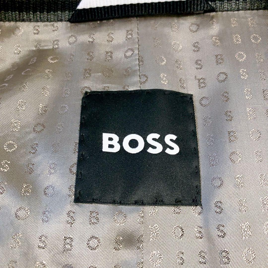 現行タグ・カシミヤ】HUGO BOSS スタンドカラーコート 裏地ロゴ総柄XL