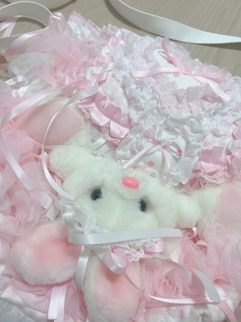 グニフニ♡ドットハートモチーフ ホワイトバニーちゃんショルダーバッグ