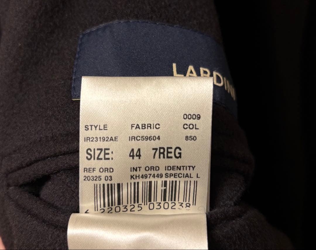 美品・44】LARDINI チェスターコートネイビー メルトン ウール100%