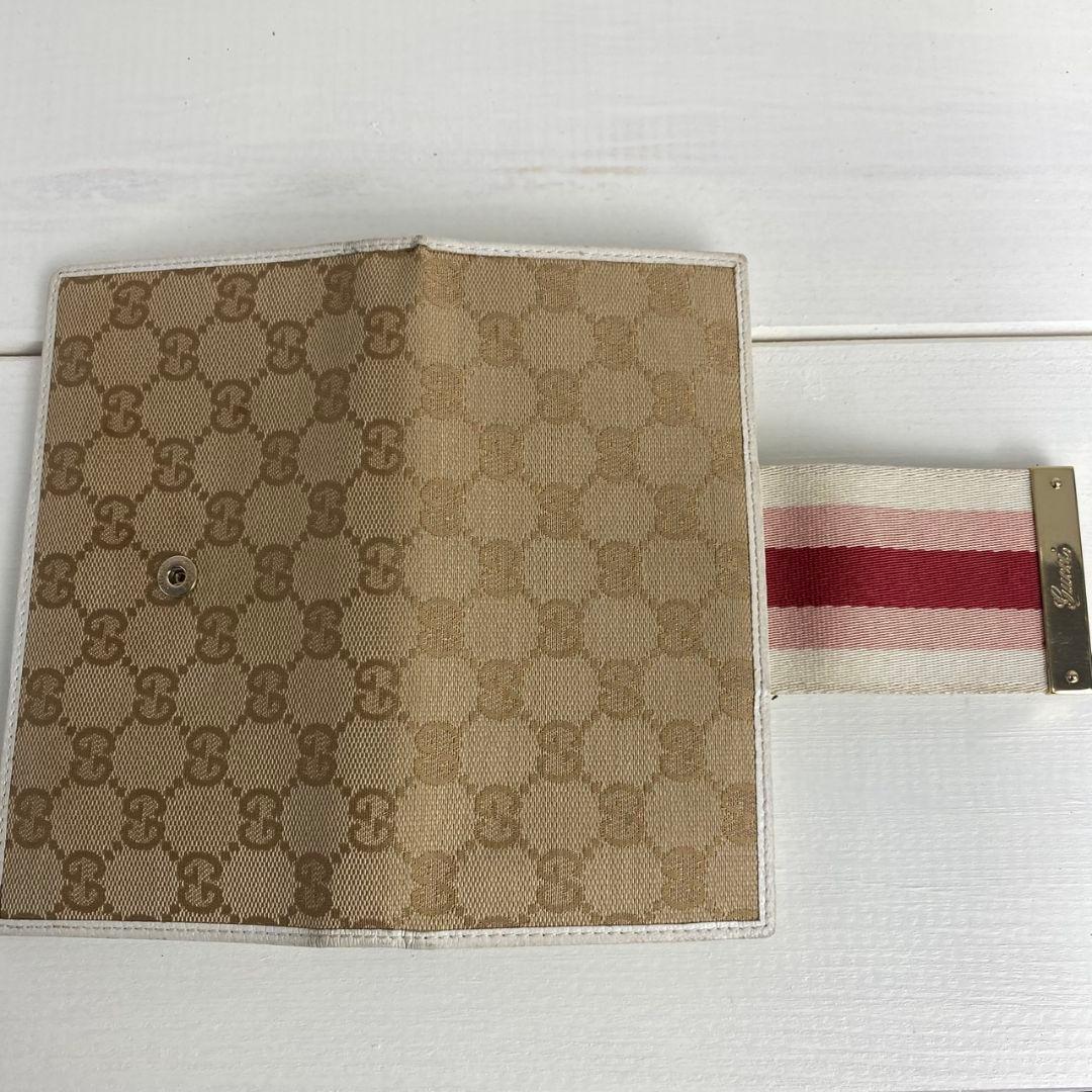 【美品✨️】希少 グッチ シェリーライン キャンバス フラップ 二つ折り 長財布