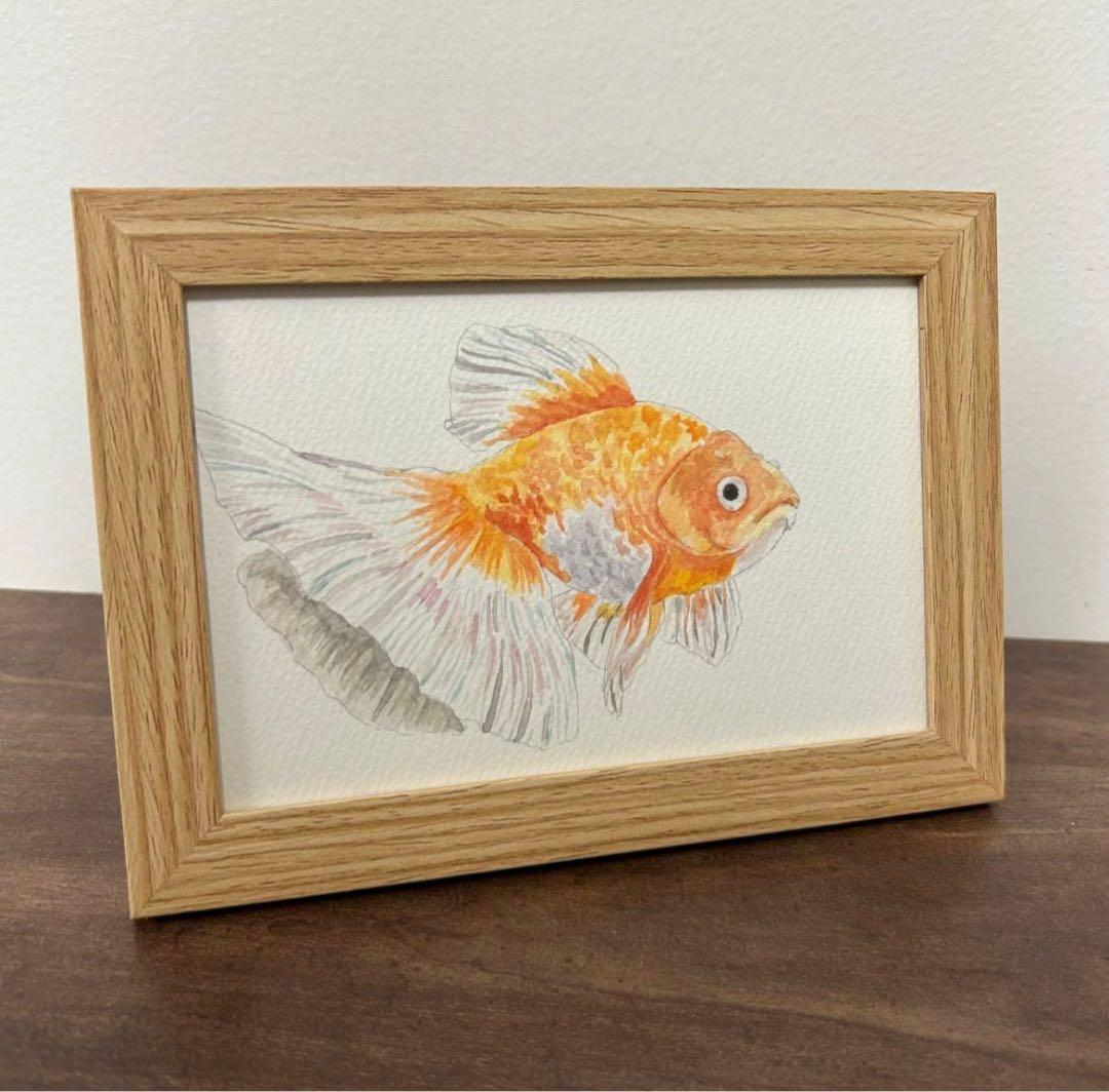 水彩画 『金魚』 フレームレス原画 - メルカリ