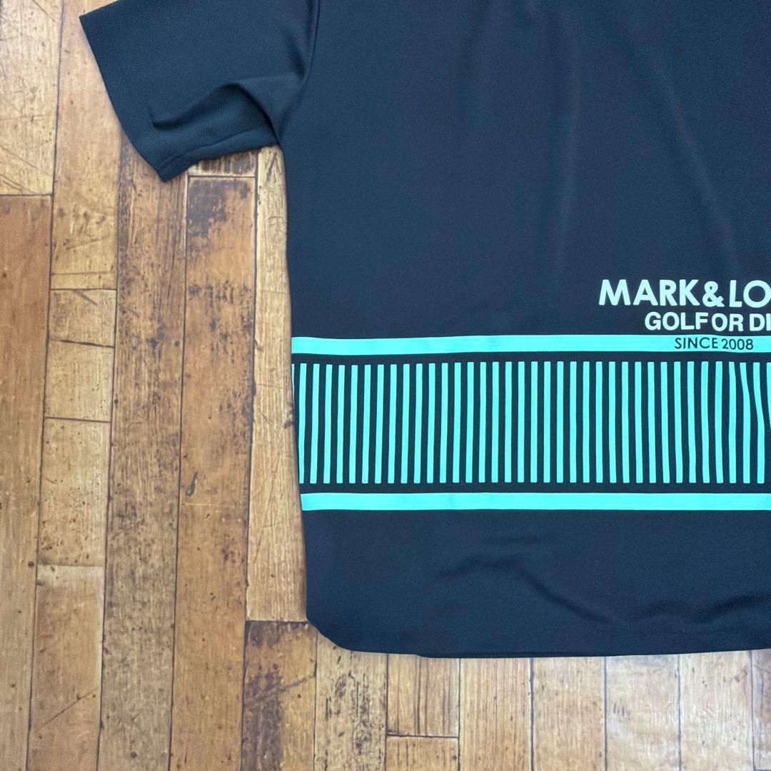MARK & LONA モックネックシャツ ブラック/ミント　サイズ48