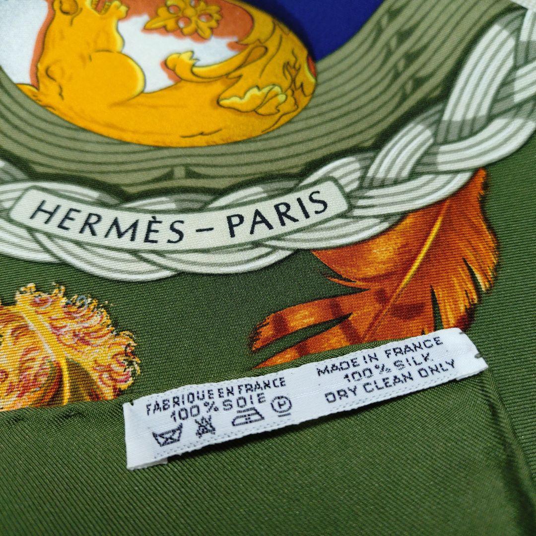 【未使用に近い】HERMESエルメス カレ90 スカーフ イースター ネイビー