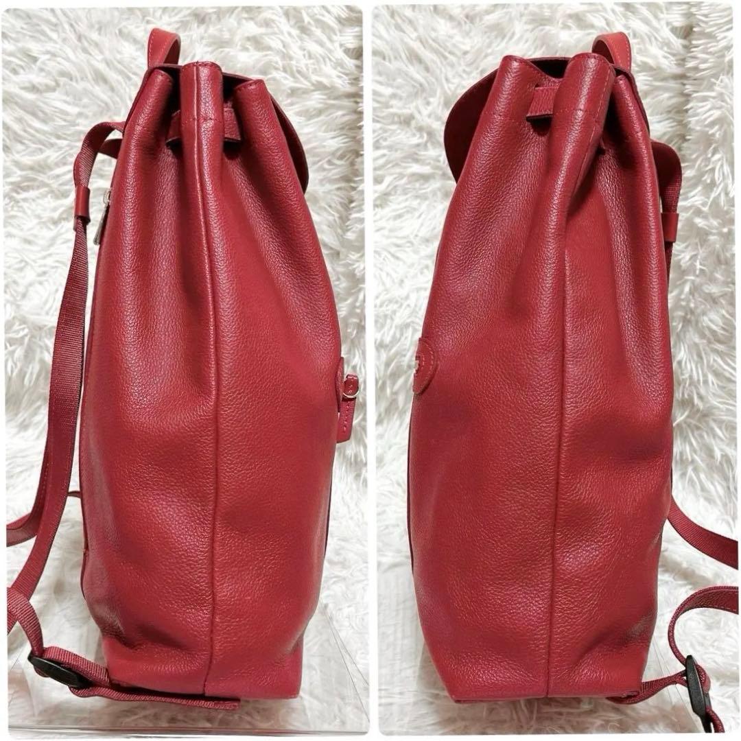 【美品•希少色】ロンシャン ル フローネ バックパック リュック レザー レッド