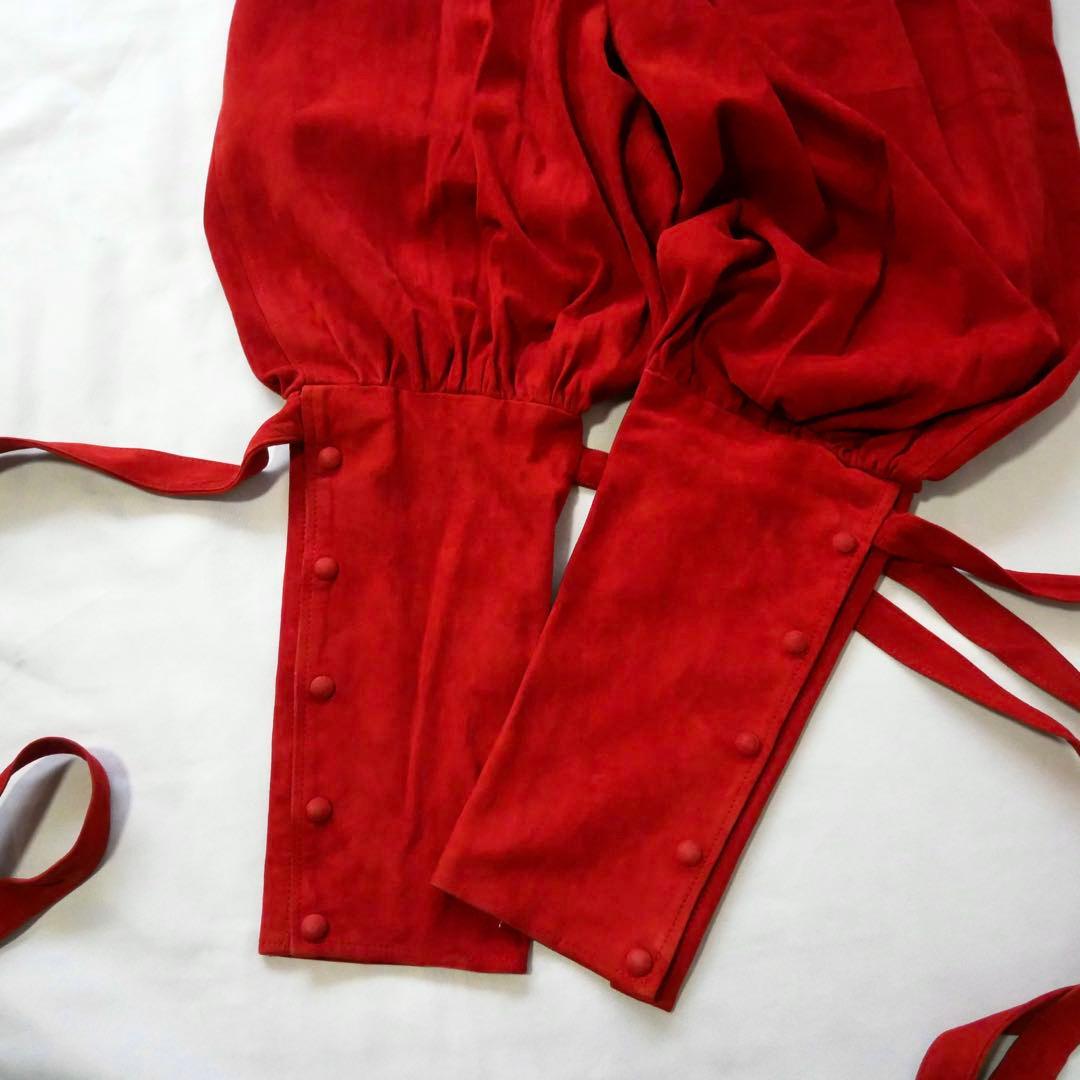 80s イタリア製　80年代　ヴィンテージ　リボン付き　ヌバックレザーパンツ