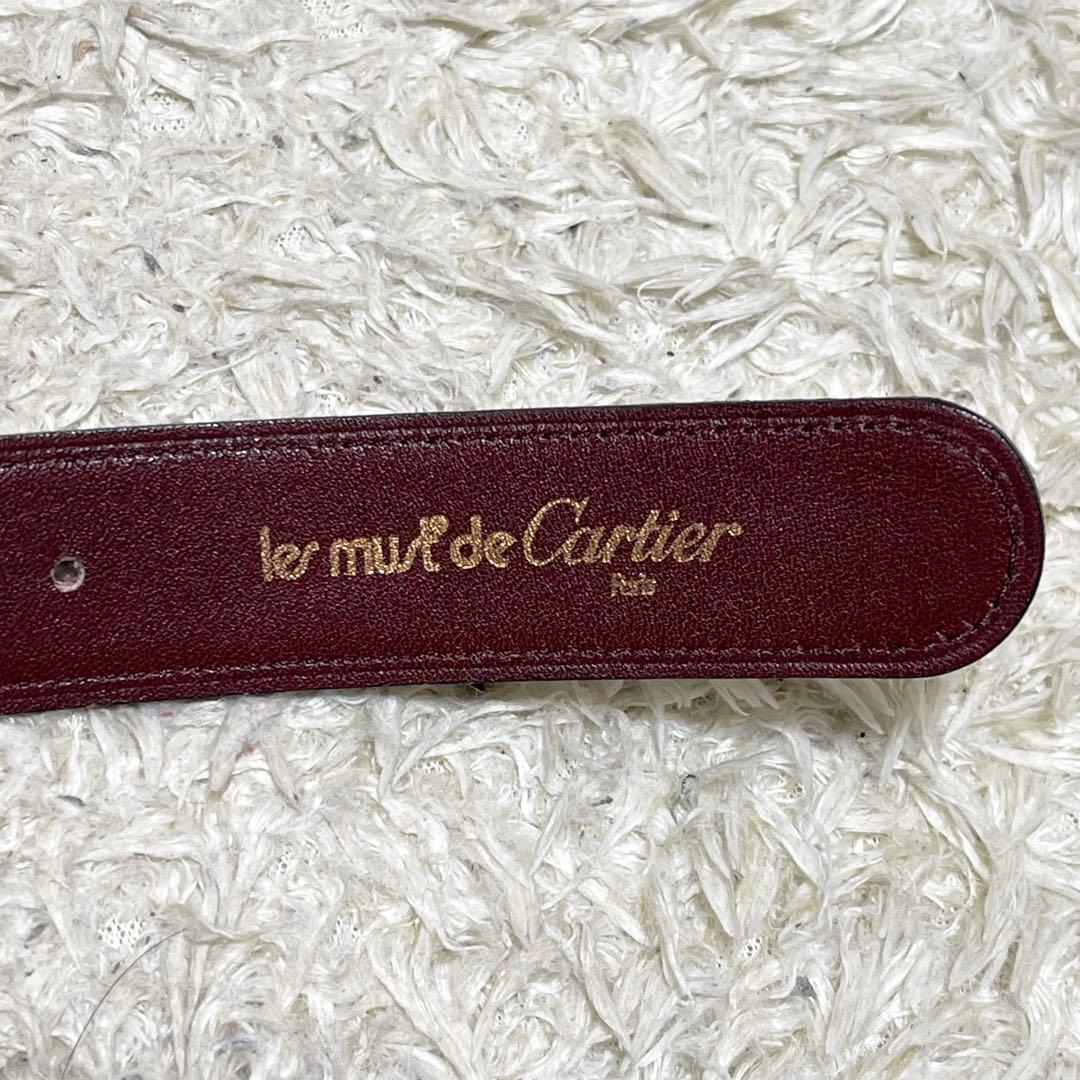 美品】カルティエ ベルト レザー ボルドー ゴールド金具 刻印 - メルカリ
