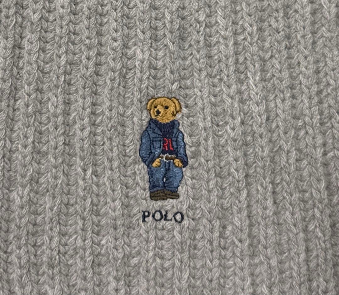 未使用タグ付 ポロラルフローレン ベア刺繍マフラー 箱リボン付き