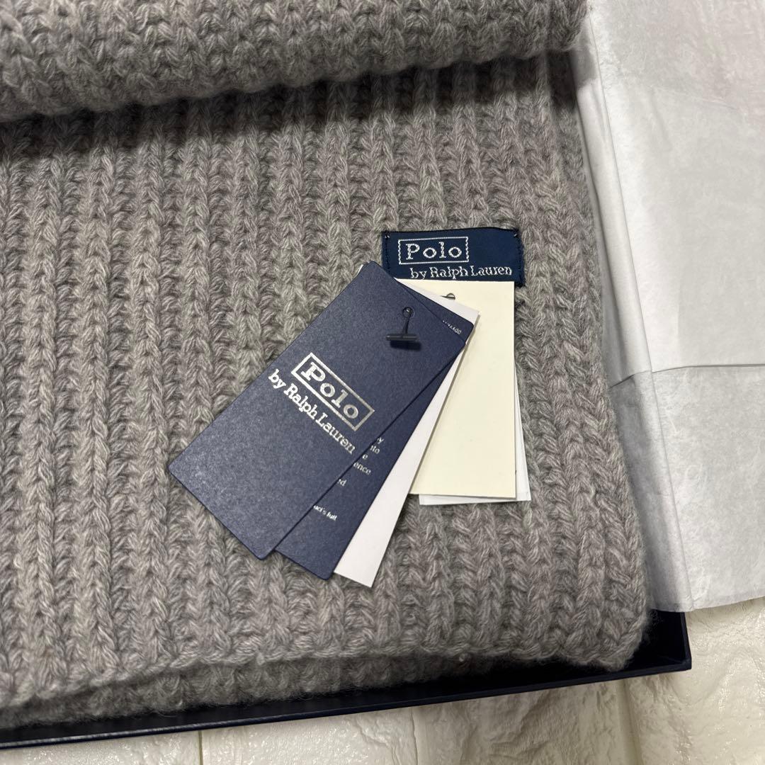 未使用タグ付 ポロラルフローレン ベア刺繍マフラー 箱リボン付き