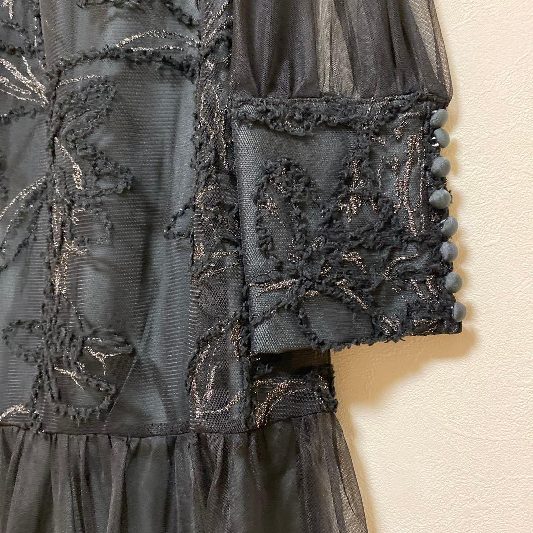 最終価格‼️フェザーフラワーチュールドレス 黒ブラック S オケージョンドレス