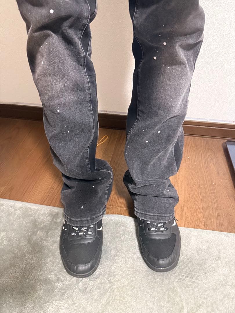 即日発送！4日間程で到着！　　　PURPLEブラック ダメージフレア siz34