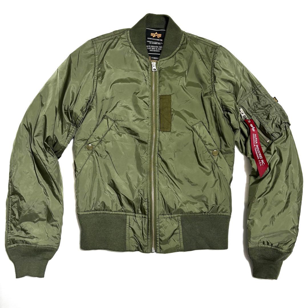 ALPHA MA-1 フライトジャケット ナイロン オリーブ メンズ XSサイズ