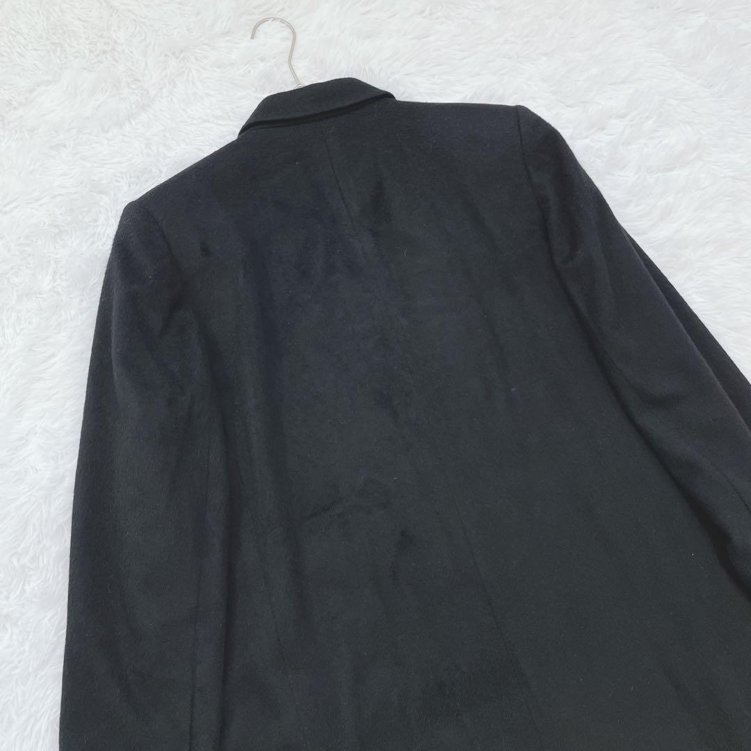 ヴィンテージ♡カシミヤ100%ダブルロングコート M ブラック パワーショルダー