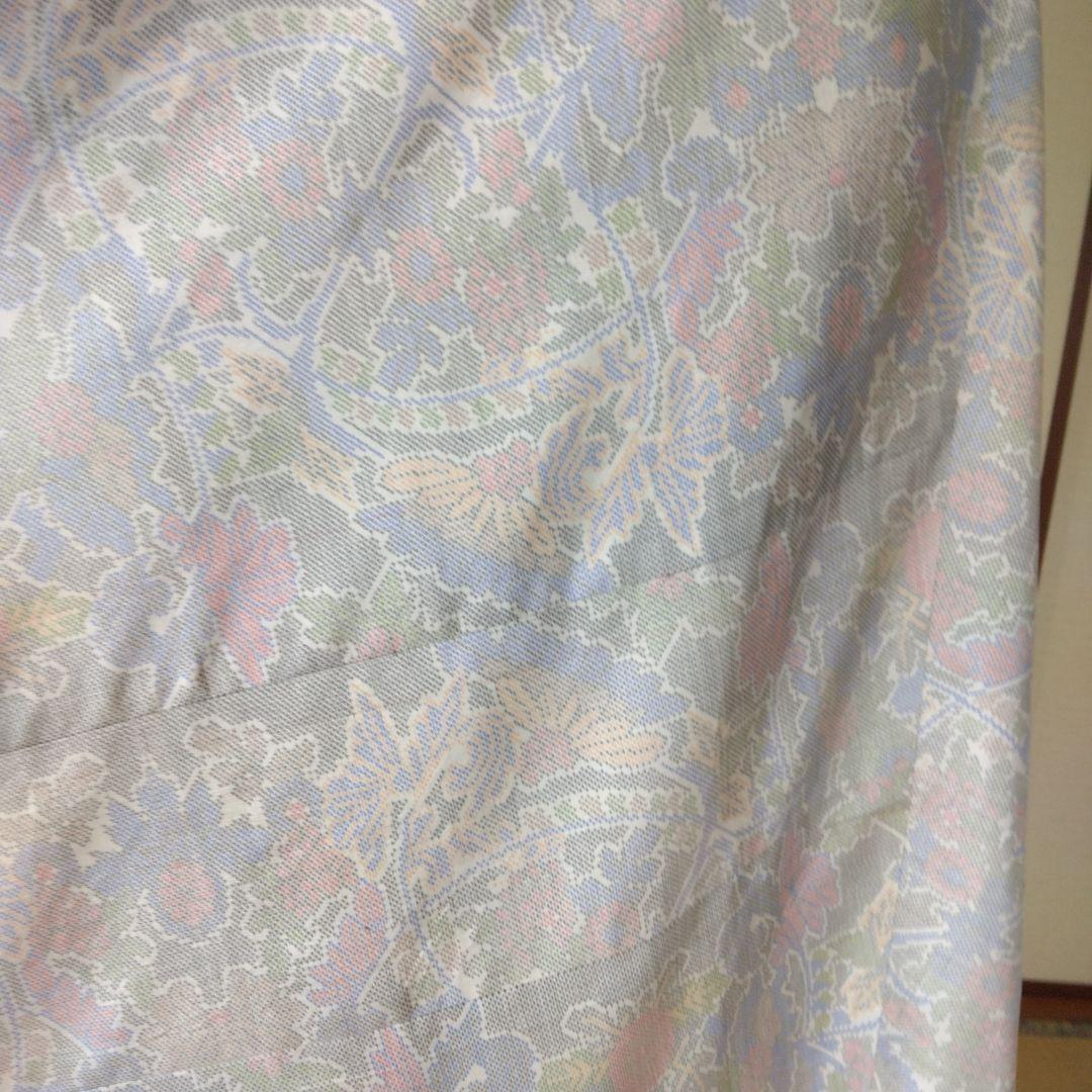 白大島紬解き生地から、バイアス仕立てロングフレアーワンピース　M寸