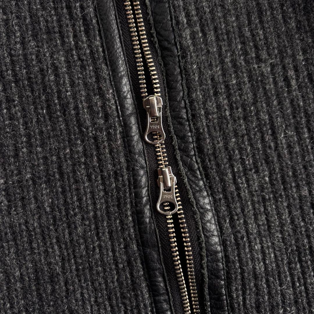 00s COMME CA ISM wool drivers knit レザー切替