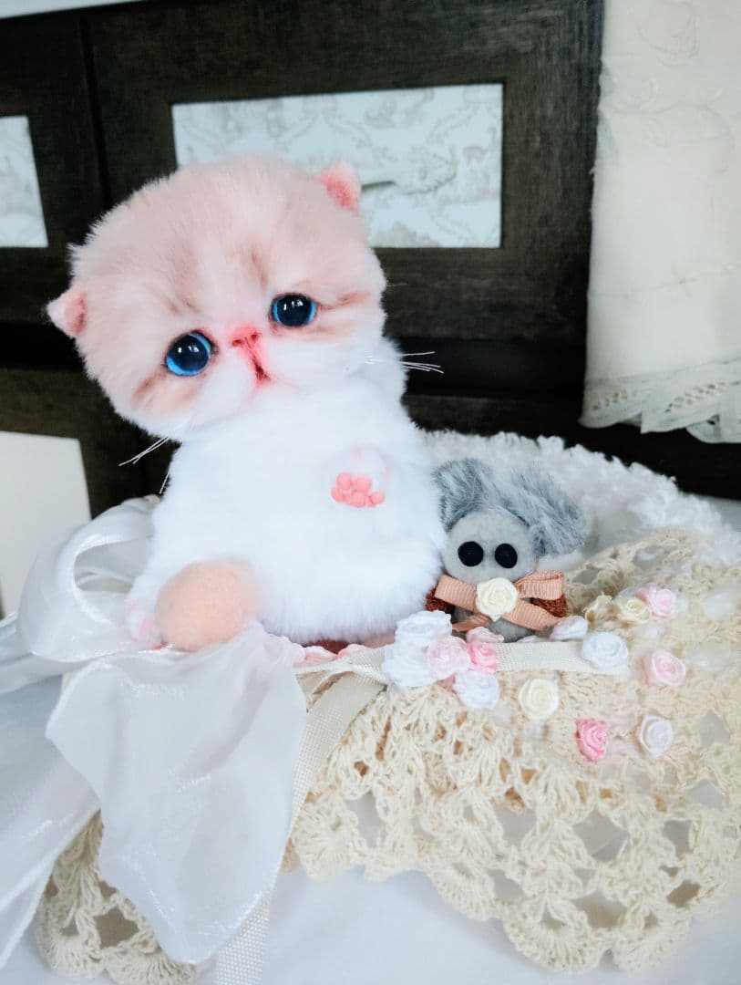 もちもちボディ♡エキゾチック子猫ちゃんとチュチュちゃん♡カゴ♡アートドール♡