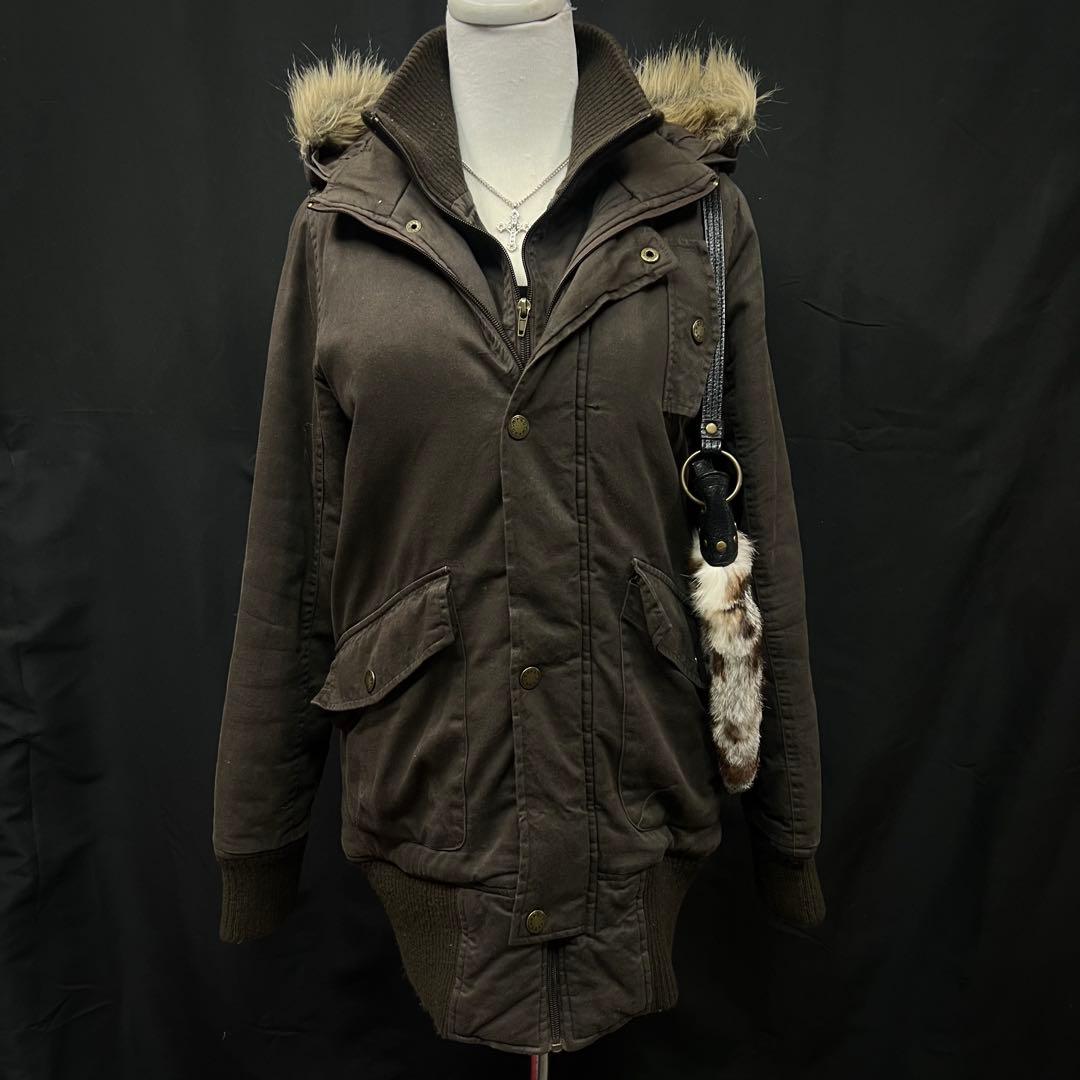 平成ギャル y2k グランジ　ファー付き　モッズコート　ダークコア　ギミック