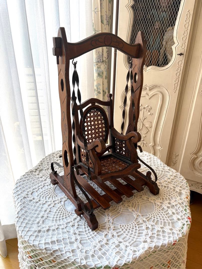 ♡フランスアンティーク ドール用ブランコ 木製 アイアン レトロ玩具