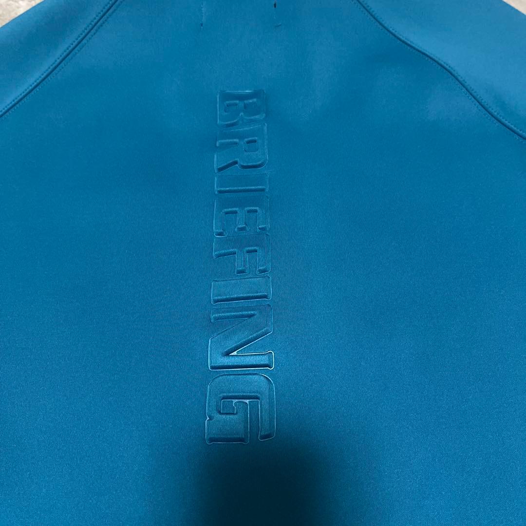 【美品】BRIEFING　3Dロゴ　ハーフジップ　ブルー　L