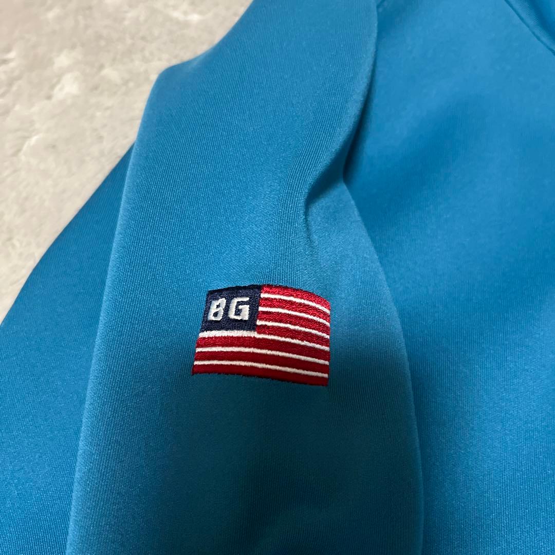 【美品】BRIEFING　3Dロゴ　ハーフジップ　ブルー　L