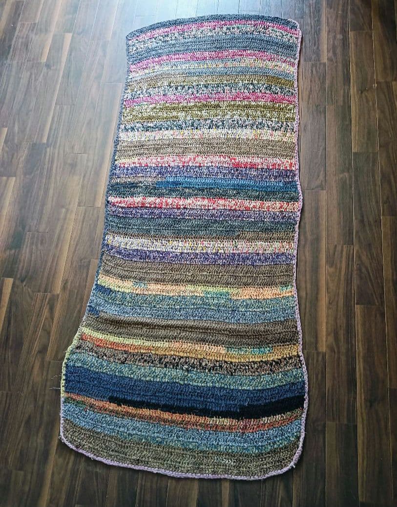 レア美品　昔の針編みの襤褸のフリークロス　敷物