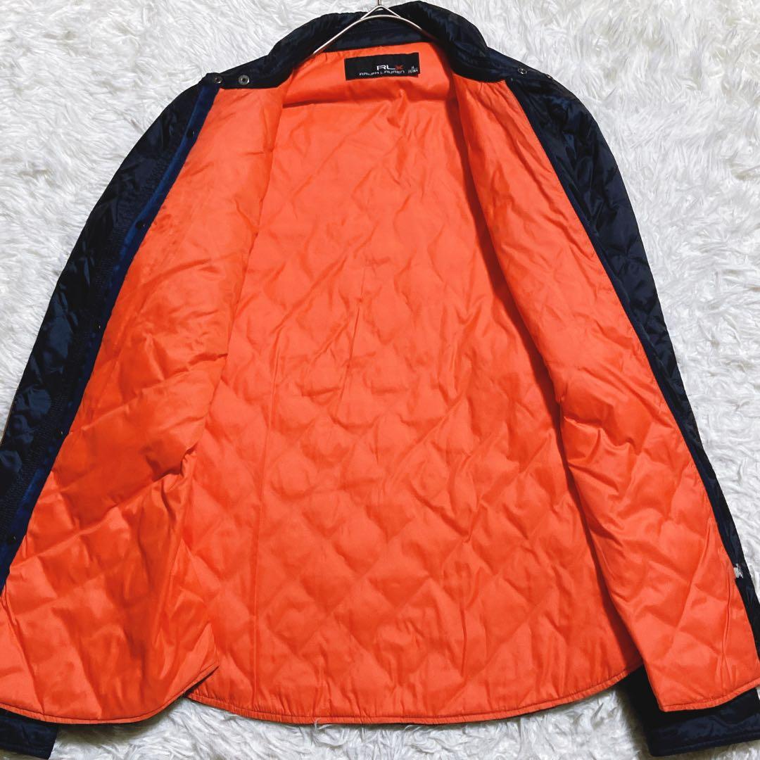 良品☆RLX ラルフローレン　キルティングダウンジャケット　レザー　パッチ　M