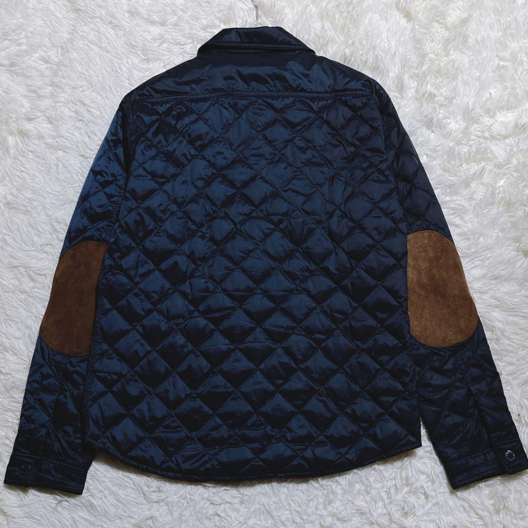 良品☆RLX ラルフローレン　キルティングダウンジャケット　レザー　パッチ　M