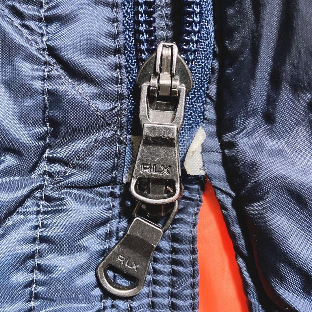 良品☆RLX ラルフローレン　キルティングダウンジャケット　レザー　パッチ　M