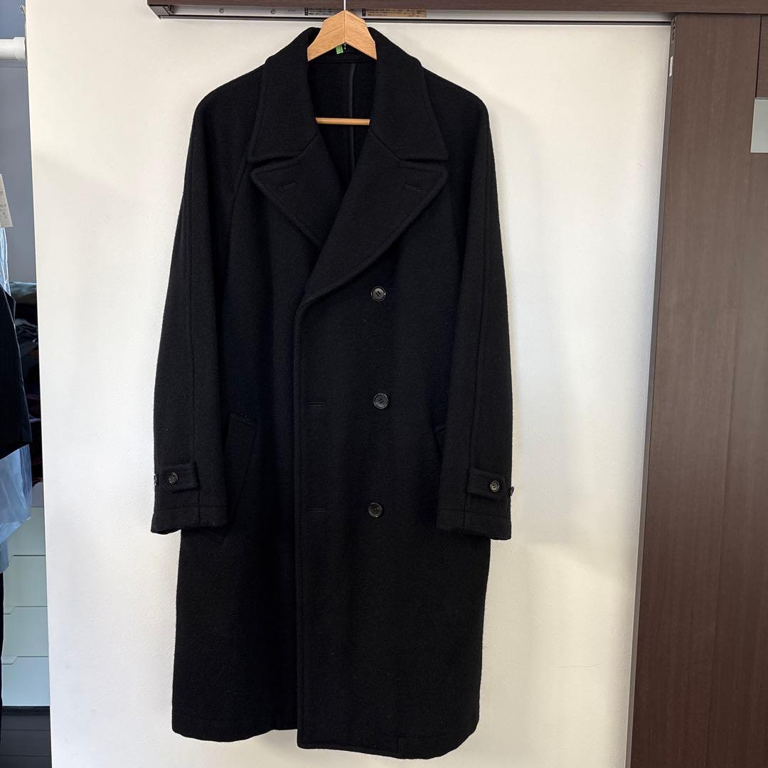 コムデギャルソン オム ブラック ダブルブレスト チェスターコート