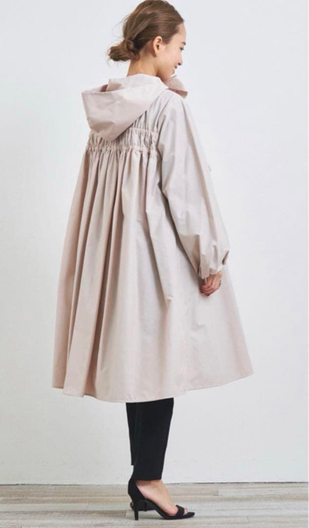 yori ビッグリボン　撥水　ロングパーカー　ベージュ　タグ付き　レインコート