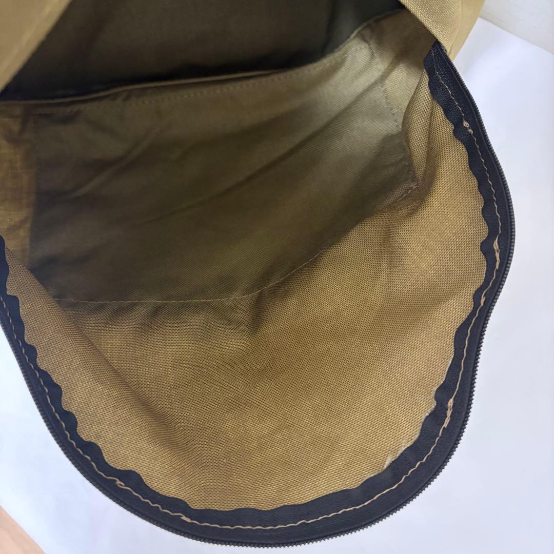 【希少】エルベシャプリエ　レザーボトム　ナイロン　デイパック　USA製　カーキ