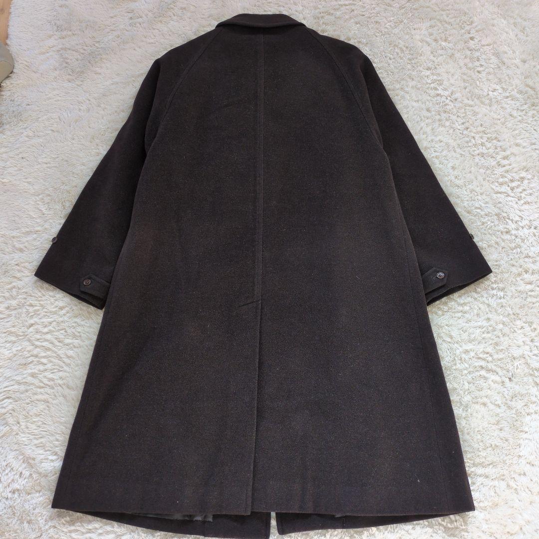 希少 バーバリー ウール アンゴラ混 Aライン ロング ダークブラウン MA