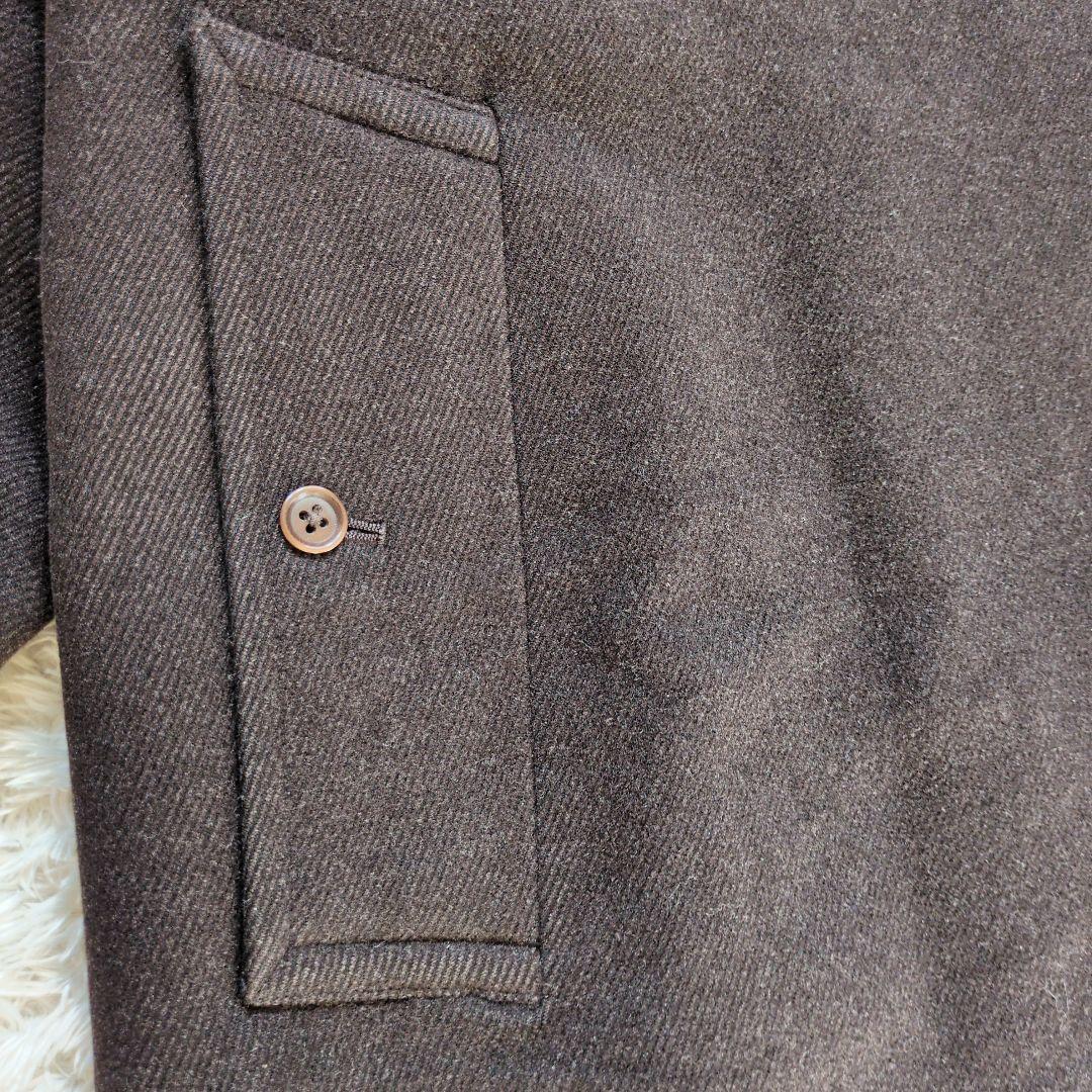 希少 バーバリー ウール アンゴラ混 Aライン ロング ダークブラウン MA