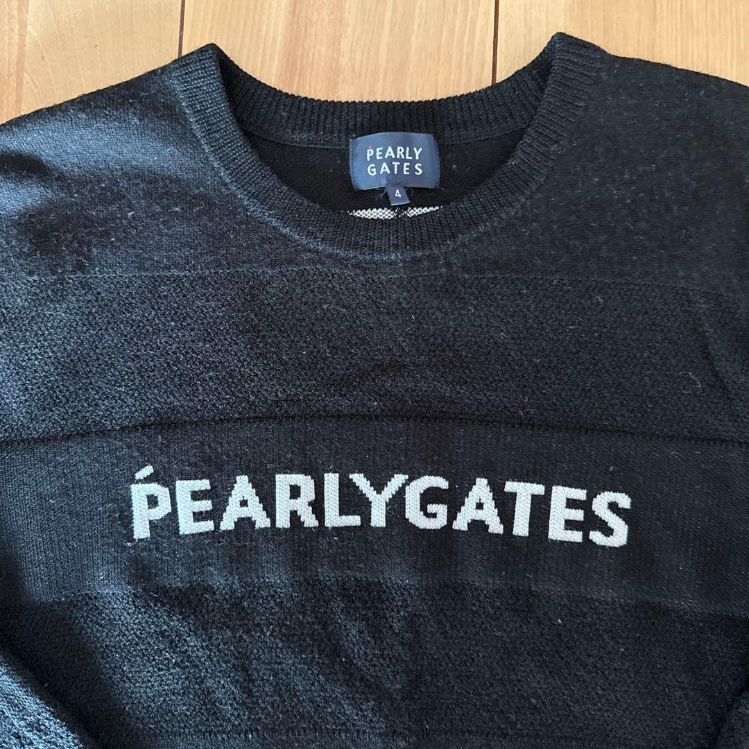 ウール100% パーリーゲイツ　ニット　黒　ブラック　4ゴルフ